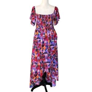 Adyson Parker Boho High Low Floral Maxi Dress Women’s S XL Pink Multi Summer